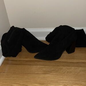 Forever 21 Black Over the Knee Boots with Suede Finish